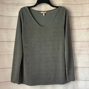 Banana Republic Gray Metallic Shimmer Blouse Long Sleeve Size Large